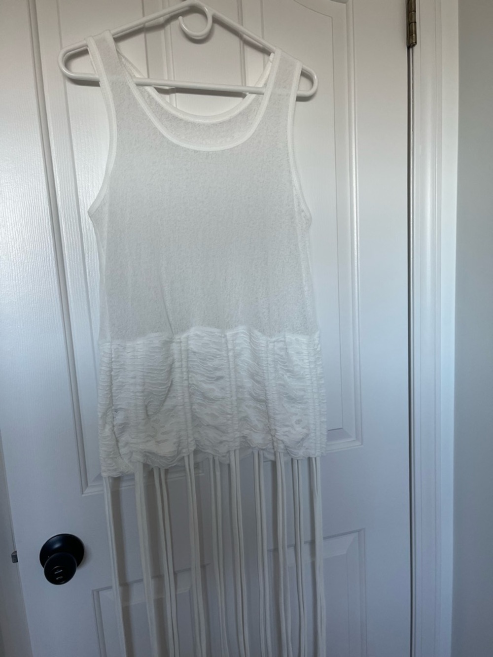 White Fringe Layered Tank  - Lightweight Summer Style